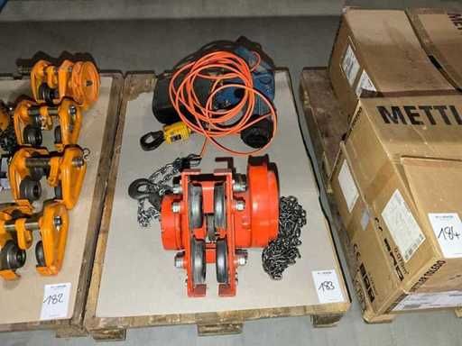 Pallet met hefapparatuur