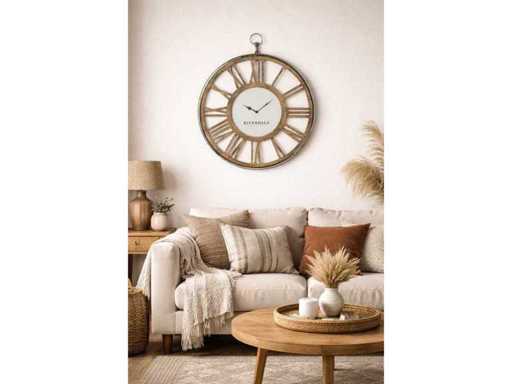 Horloge murale Riverdale Luton Silver 70 cm
