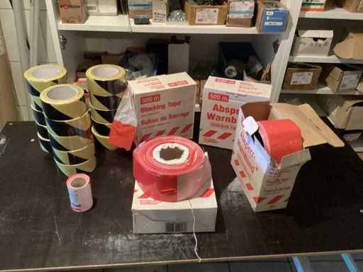 #703# Barrier tape mixed lot white/red width 8 cm, white/yellow, width 5 cm