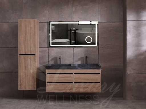 Mawialux Meuble de salle de bain 2 personnes 120cm chêne brun avec penderie