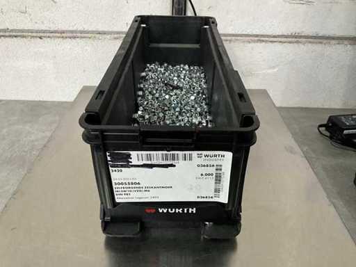 Würth 5.93 kg Zelfborgende zeskantmoer M6 in stapelbare bak