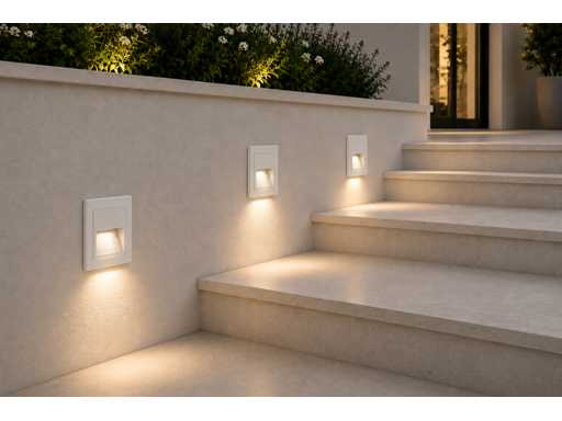 10 x LED Trapverlichting 3W – 3000K Warm Wit - Vierkant – Wit – IP54 – ICON-S