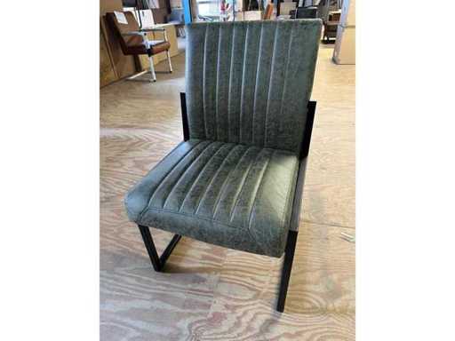  6 x chair green leather steel black
