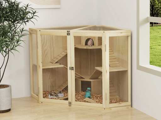 Hamsterkooi - 4 niveaus, met voeder, schommel, helling en kennels