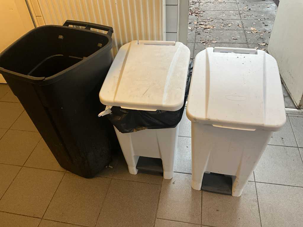 3 various plastic waste containers