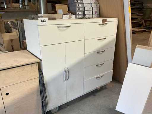 Mobiele werkkast met inhoud