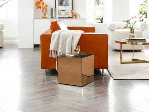 Table d'appoint en miroir fumé et MDF - Marron