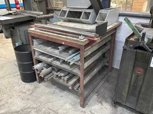 Metal storage rack with content