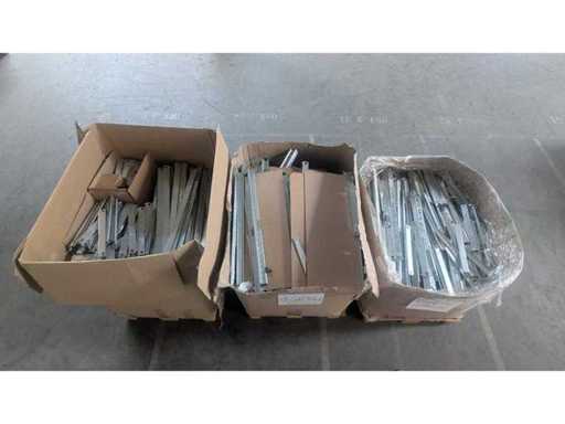 Pallets with heavy-duty shelving elements including wooden shelves (3x)