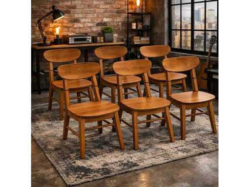 Lot de 6 chaises en bois teck massif