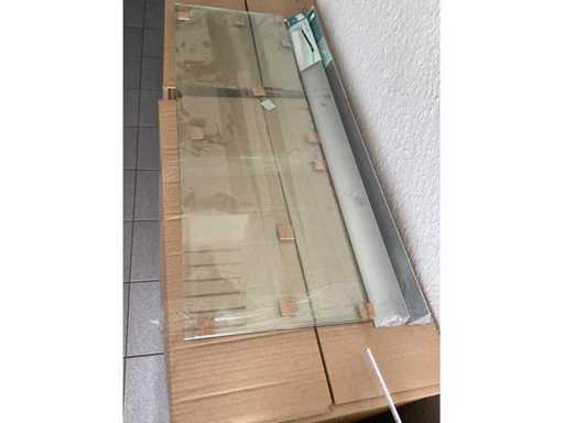 Estantería de pared (2x) placa de vidrio 80x27cm con tira de terminales de aluminio
