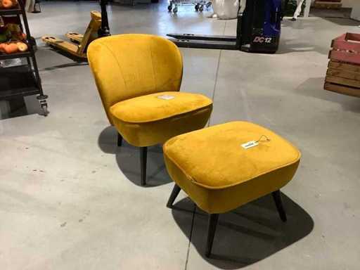 WOOOD Sara ensemble de fauteuil velours ocre