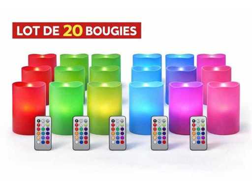 Set aus 20 LED-Kerzen, Farbwechsel mit Fernbedienung