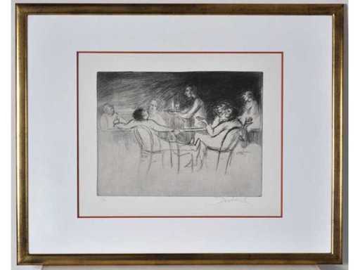 Roland Devolder - Café scene - etching