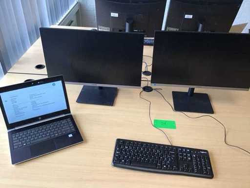 Workplace 2 monitors and laptop