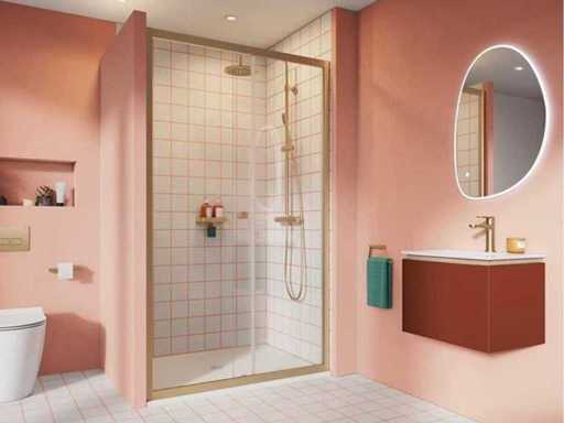 Crosswater Clear Schuifdeur 160x200cm messing geborsteld