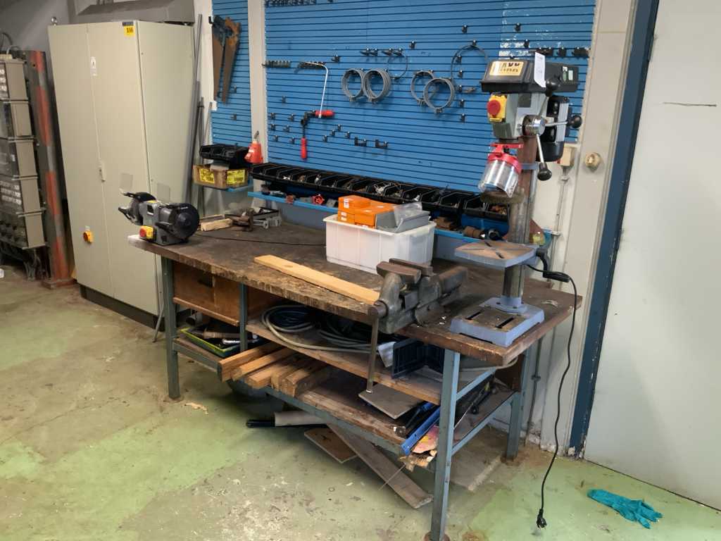 Workbench with drill press