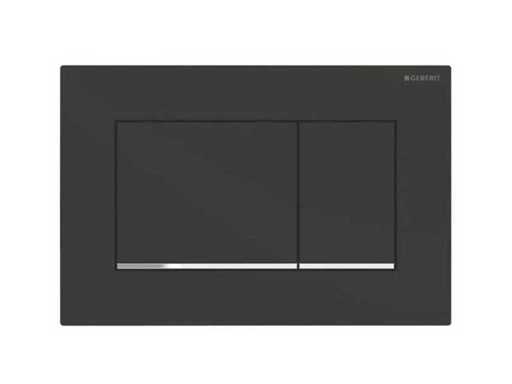 Geberit - Sigma30 - Control plate, 2-button flush matte black/easy-to-clean design strip chrome
