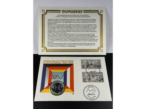 Numisbrief 25 Jahre Deutsch-Französische Zusammenarbeit 1963–1988 mit Medaille