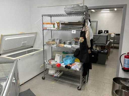 Mobile metal rack with content
