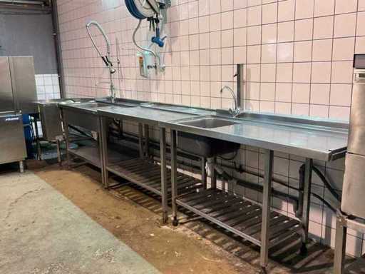 Doorschuif spoeltafel opstelling