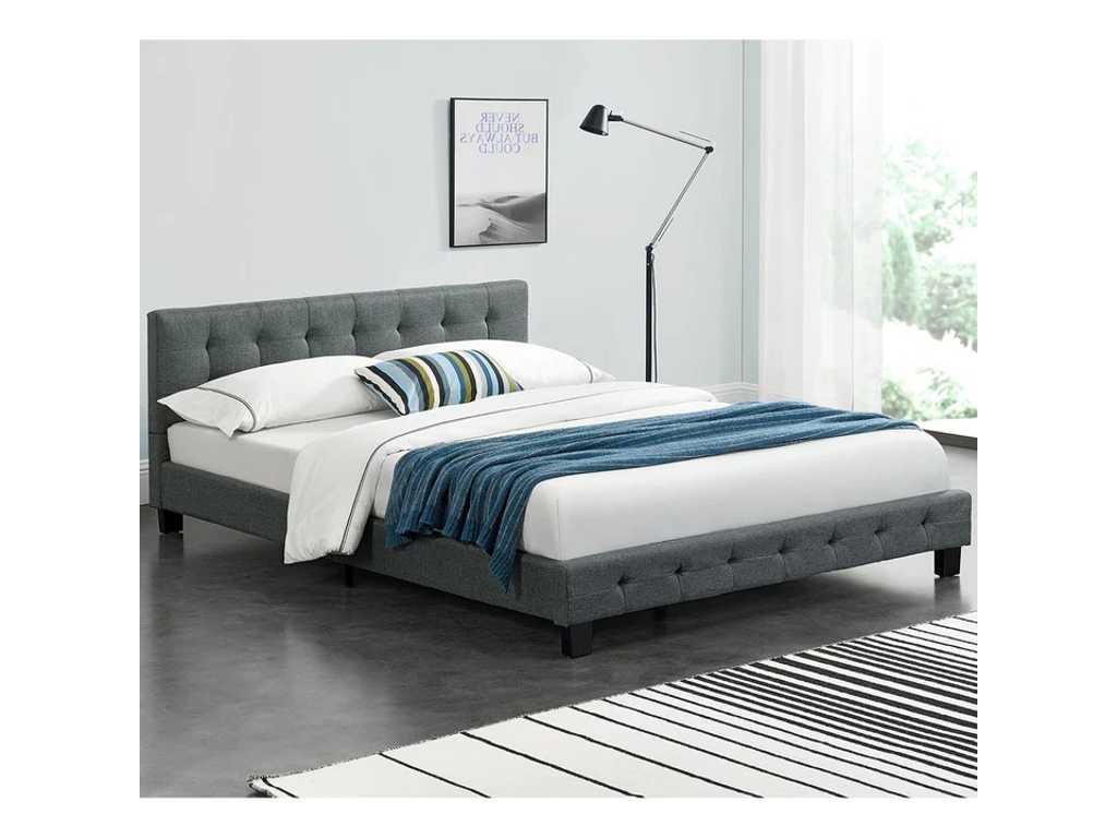 Upholstered bed with slatted base and headboard 140x200