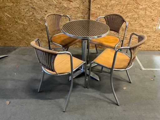 Steel Mobile - Catering furniture - 4 tables, 16 stainless steel chairs + transport trolley