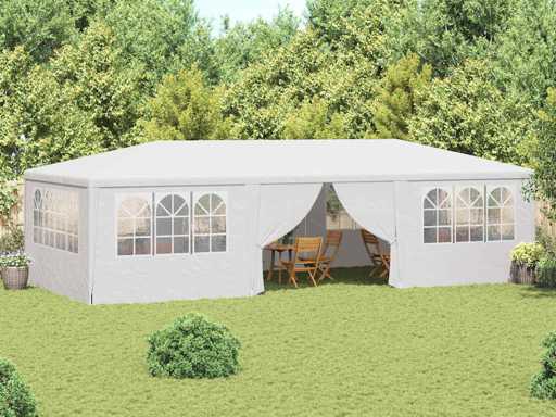 Feesttent met zijwanden 4x9 m Wit 90 g/m²