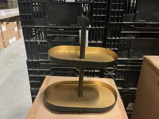 Lot Etagère Oval, 2 warstwy, H34cm/złoty (46x)