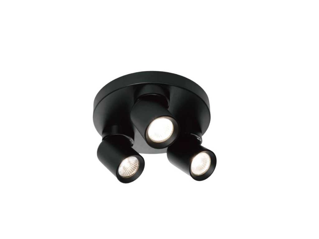 Round GU10 Surface mounted spotlight Fixture triple cylinder sand black rotatable (8x)