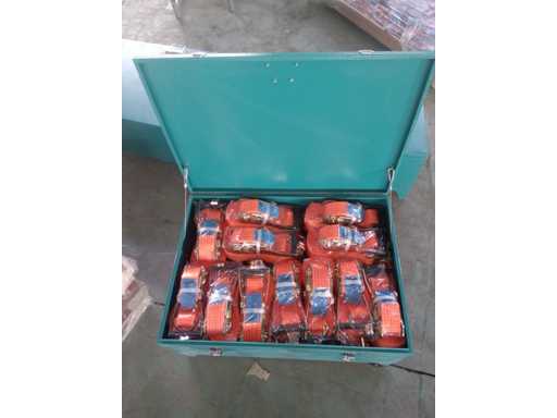 24x Zurrgurt (3 Tonnen + 5 Tonnen) in Metall-Aufbewahrungsbox