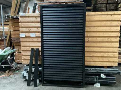 Schermo a persiane regolabile - verniciato di nero - 224x118 cm