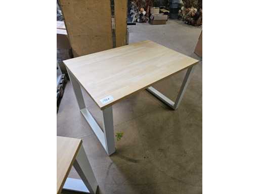 1x table 120x80cm 75cm h solid top 30mm with white base