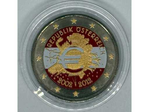 2 Euro "10 Years Euro Cash" Colorized Commemorative Coin – Austria – 2012 – Bimetal