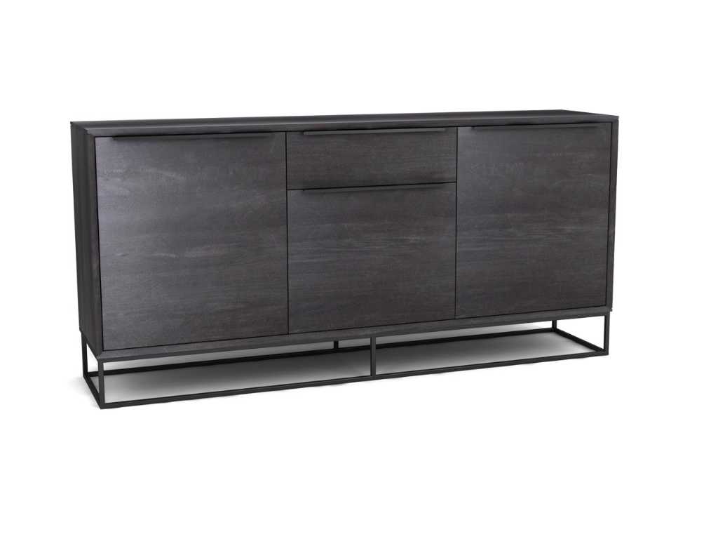 Assembled sideboard TOULON 180 cm in solid wood black