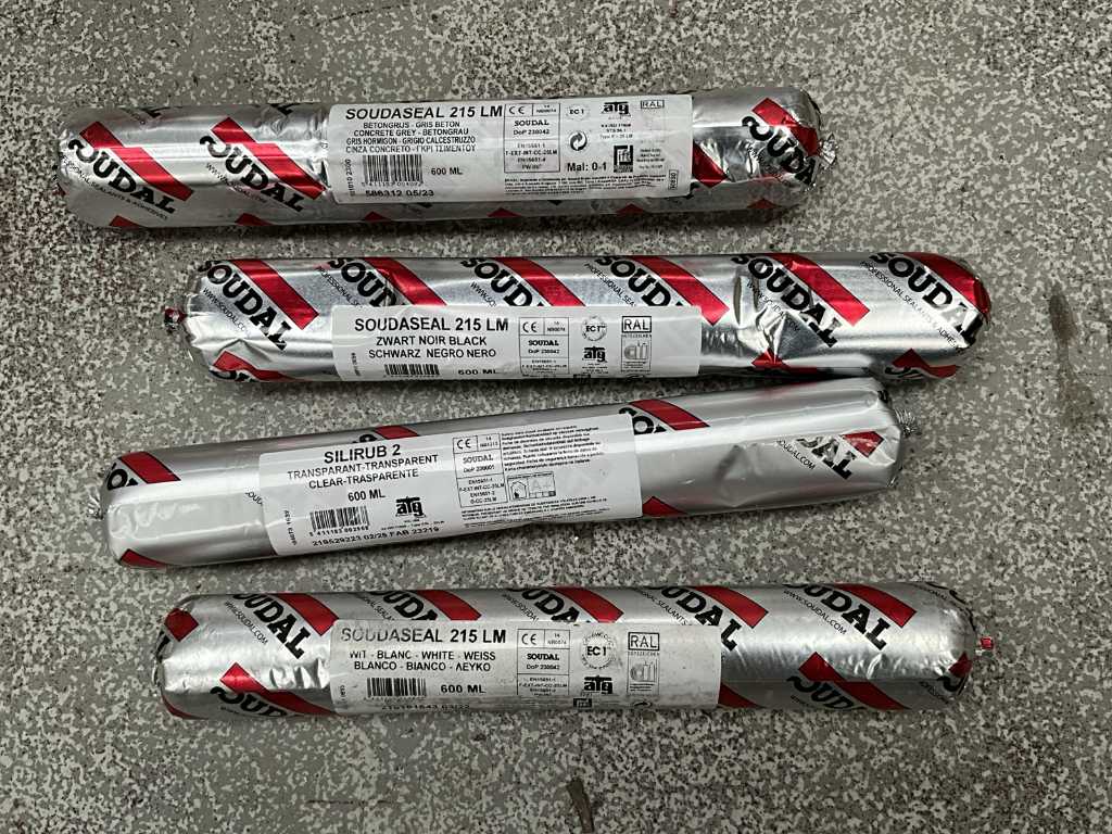 Env. 120 tubes assortis de silicone pour joints/vitrages SOUDAL SILIRUB P2, 600ml
