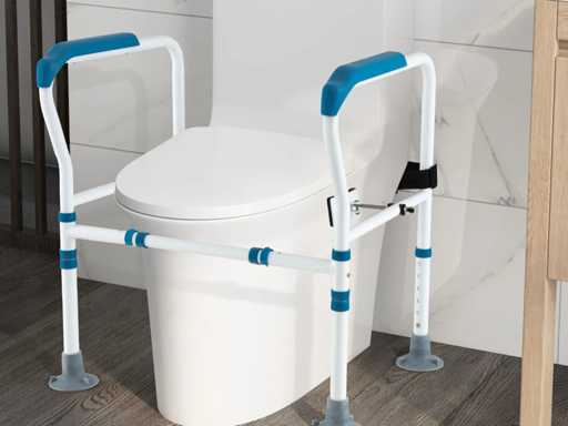 Freestanding toilet safety frame with adjustable height and width