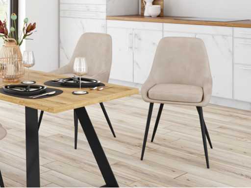 Eetkamerstoelen - Taupe metalen poten (x8)