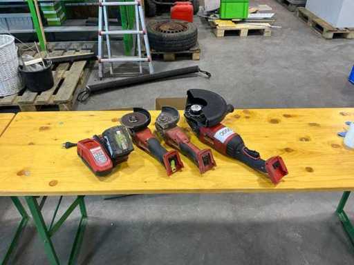 Polizor unghiular Milwaukee cu încărcător și baterie (3x)