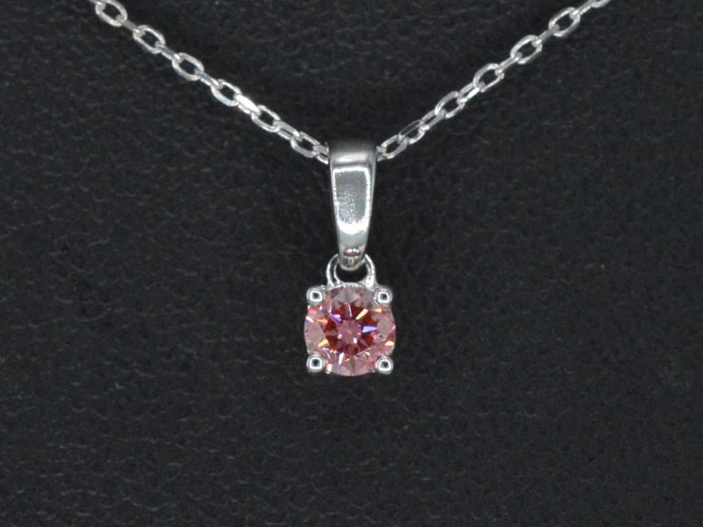 Halskette aus Weißgold mit einem rosa Diamanten 0,20 Karat