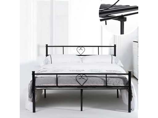 Black metal tube bed - 140 x 190 cm