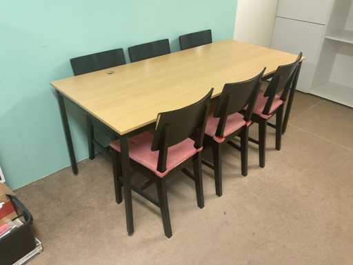 Kantinetafel 180x80x74 cm met stoelen