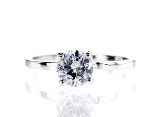 Ring aus 14 Karat Weißgold mit 1,01 % natürlichem Diamanten