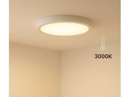 30 x LED Paneel – Rond Opbouw – 30W – 3000K Warm Wit – IP20