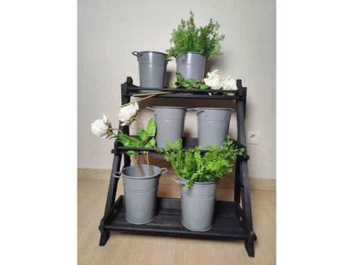 Plant rack (1x) + florist buckets (6x) + artificial plants