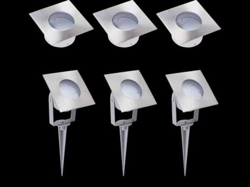 Ranex LED set of 3 floor recessed spots Evita square aluminum