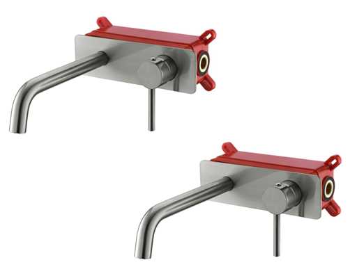 2x Mawialux inbouw muurkraan - RVS