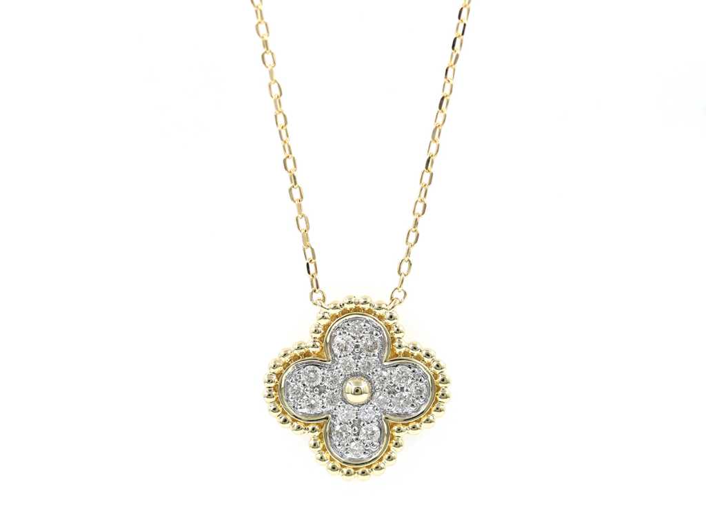 14 KT Yellow gold Necklace with Pendant With Natural Diamonds