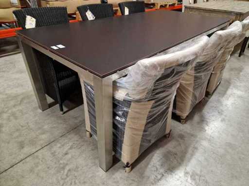 Xclusiv Inox Tuintafel Scorpion 210 x 100cm + HPL Blad Zwart