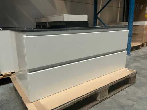 Wavedesign Lucido Sockel weiße Badezimmermöbel 120 cm